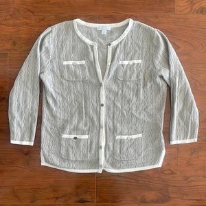 COPY - New York & Co. Gray and White Button Up Sweater Cardigan